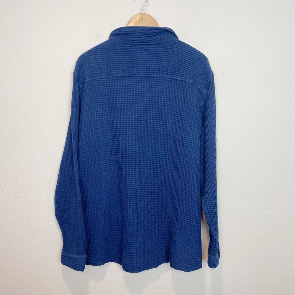 New Borgo28 Waffle Knit Button Front Shirt 100% Cotton Navy Blue Size Xxl — image 2 of 5